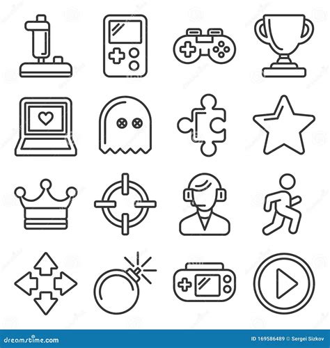 Video Game And Controller Icons Set Line Style Vector Stock Vector