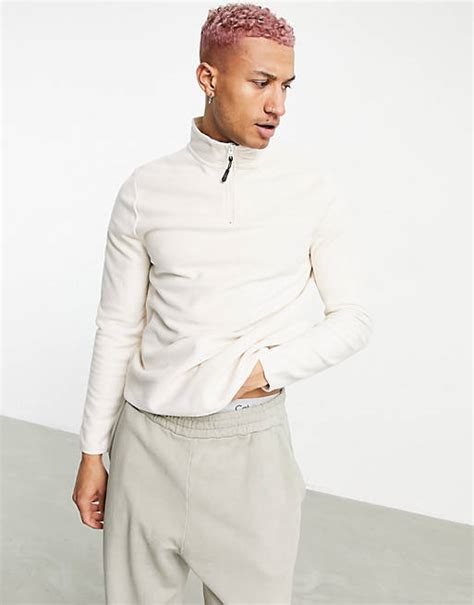 Asos Design Polar Fleece Sweatshirt With Half Zip Asos