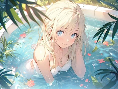 Anime Dibujos Animados Belleza Chica Caliente Usar Bikini Naranja Foto Premium