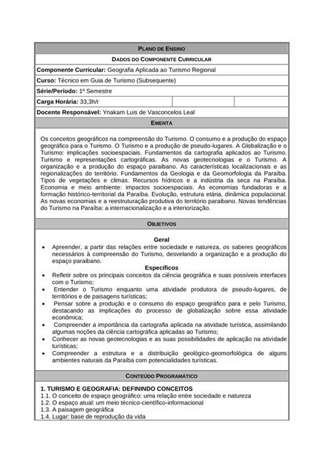 PDF DADOS DO COMPONENTE CURRICULAR IFPB Para Atingir Os Objetivos