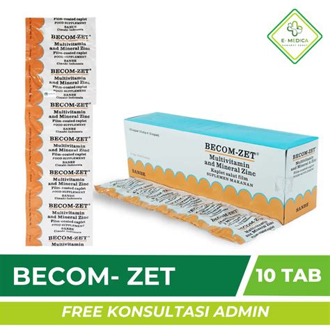 Jual Becom Zet Strip Isi Tablet Multivitamin Mineral Zinc