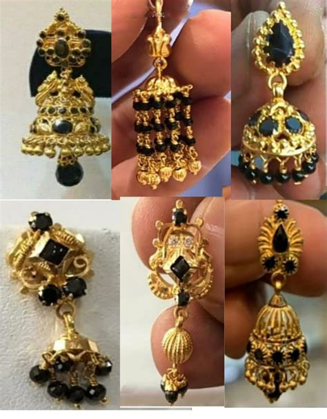 Pin By Swathcreations4903 On Black Beed Ear Tops Gold Earrings