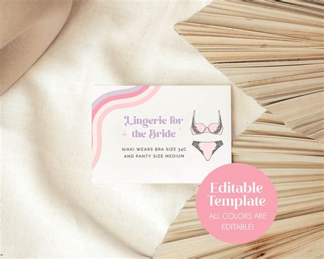 Retro Lingerie Size Card Insert For Bachelorette Party Etsy