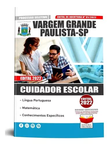 Apostila Cuidador Escolar 2022 Vargem Grande Paulista Sp Parcelamento