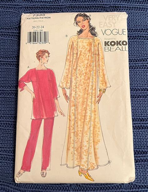 Caftan Top Pants Vogue Pattern Koko Beall 7335 2000 Sizes Etsy