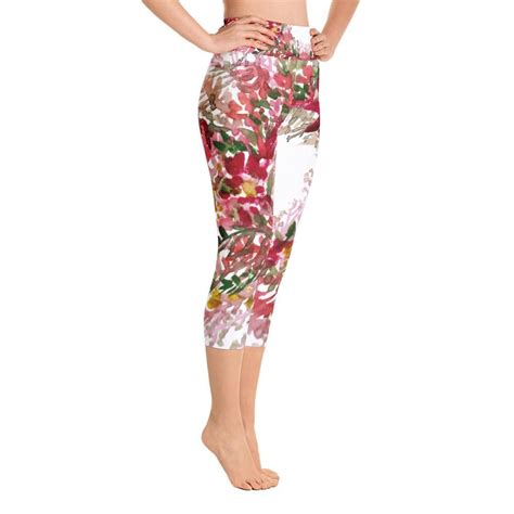 Purple Orchids Yoga Capri Leggings Floral Print Womens Capris Tights