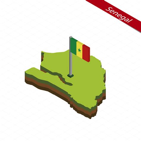 Senegal Isometric map and flag. Vector Illustration. 27389590 Vector ...