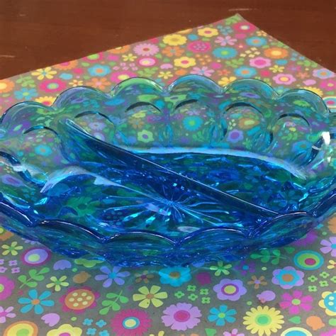 Pressed Glass Divided Dish Etsy