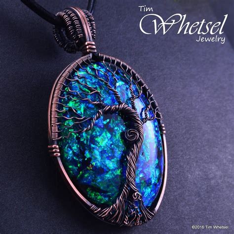 Copper Tree Of Life Wire Wrap Pendant Opalescent Orognite Handmade