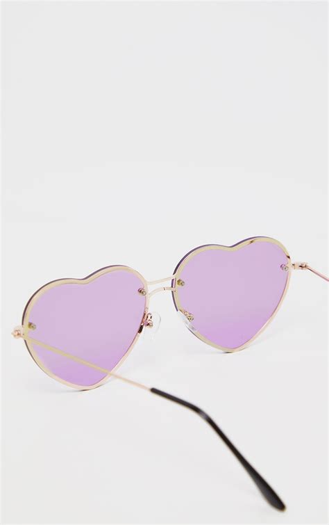 Purple Heart Shaped Sunglasses Prettylittlething Usa