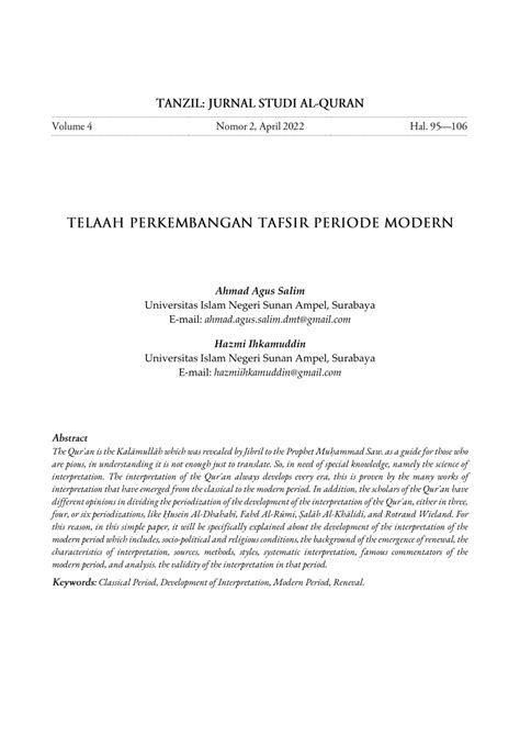 Pdf Telaah Perkembangan Tafsir Periode Modern