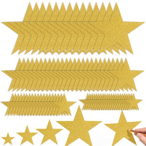 Buy 180 Pcs Gold Glitter Star Cutouts Paper Five Star Cutouts Gold