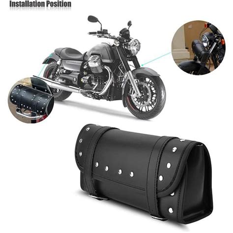 Sacoche De Fourche De Moto Sacoche De Guidon De Moto Sacoches Cuir PU