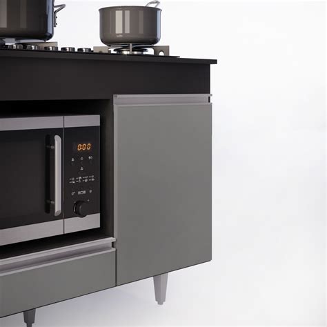 Balc O Multiuso Para Cooktop Bocas Georgia Preto Cinza Lumil M Veis