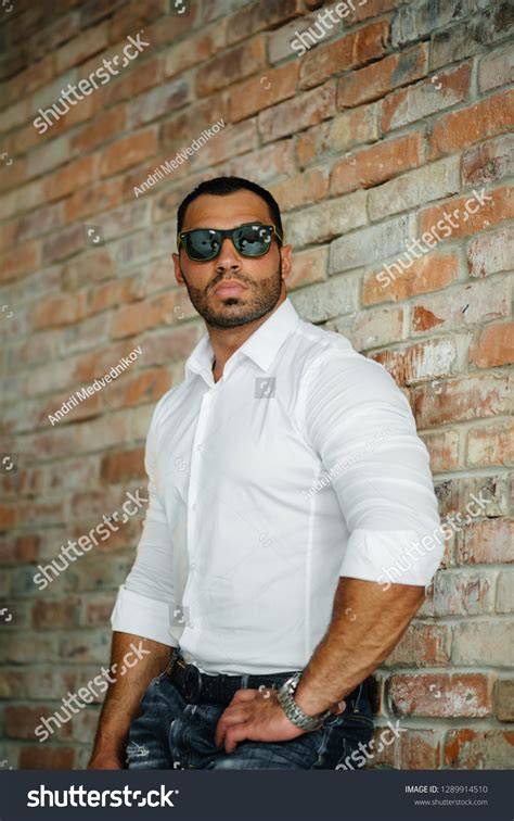 Sexy Athlete Naked Torso Wearing Glasses Stock Photo Edit Now