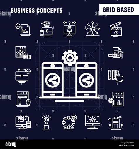 Business Concepts Line Icons Set For Infographics Mobile UX UI Kit And