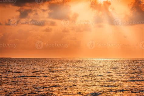 Inspirational Calm Sea With Sunset Sky Meditation Ocean And Sky