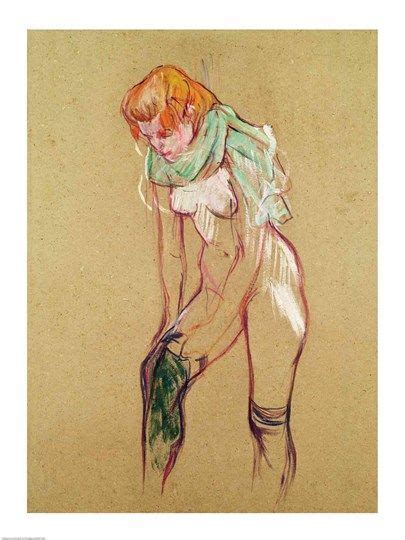 Woman Pulling Up Her Stocking By Henri De Toulouse Lautrec