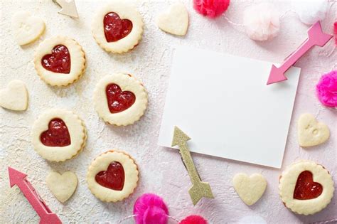 Premium Photo Heart Shaped Vanilla Cookies With Jam Filling