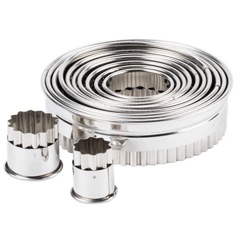 Ateco 5407 12 Piece Stainless Steel Round Fluted Cutter Set