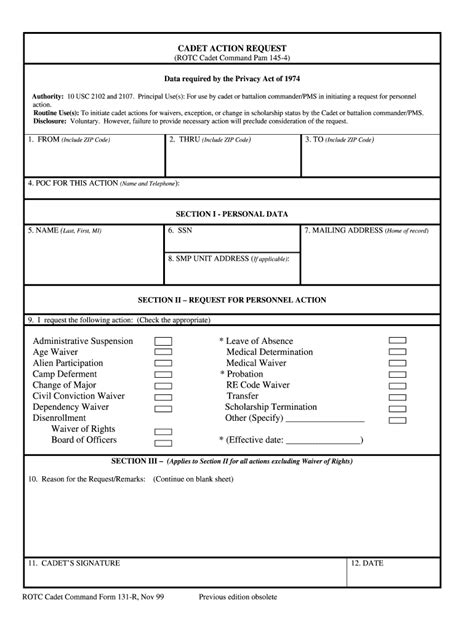 ROTC Cadet Command Form 131 R 1999 2021 Fill And Sign Printable