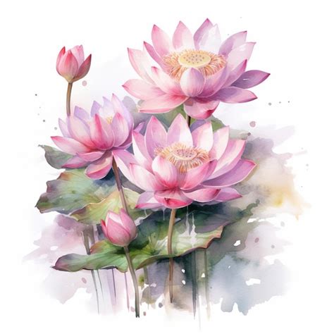 Premium AI Image | Watercolor painting of a pink watercolor lotus flower