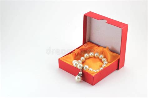 Red Velvet Gift Box And Black Pearl Necklace Stock Image - Image of ...