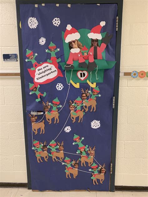 Classroom Christmas Door Decoration: We are Sleighing Kindergarten!