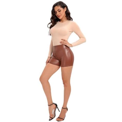 Vêtements lingerie Short extensible noir en Faux cuir pour femme Sexy