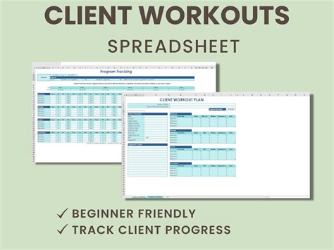 Personal Trainer Workout Template Client Excel Google Sheets Fitness