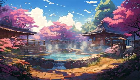 Generated Image Steam From A Hot Spring Stock Illustration