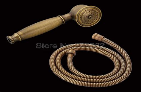 Antique Brass Bathroom Hand Held Shower Head With 1 5m Shower Hose