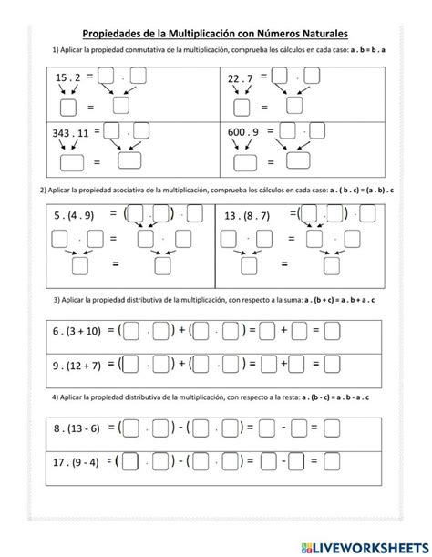 Propiedades De La Multiplicaci N Online Worksheet For A O A O