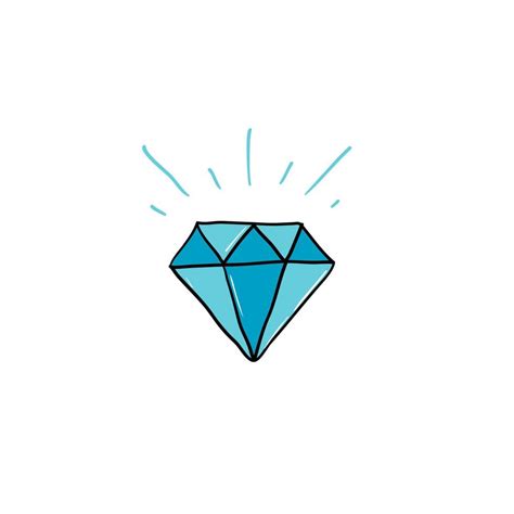 Doodle Diamond Illustration Vector With Hand Drawn Cartoon Style Vector