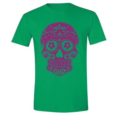 Xtrafly Apparel Mens Sugar Skull Day Of The Dead T Shirt Pink Mexican