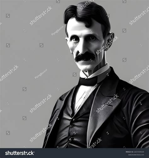 Illustrated Portrait Nikola Tesla Serbian Scientist Stock Illustration