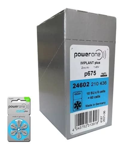 Baterias Powerone Implante Coclear Implant Plus P675 60 Unid Frete grátis