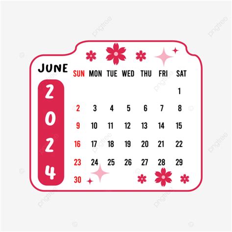 June 2024 Calendar Vector June 2024 Calendar PNG And Vector With