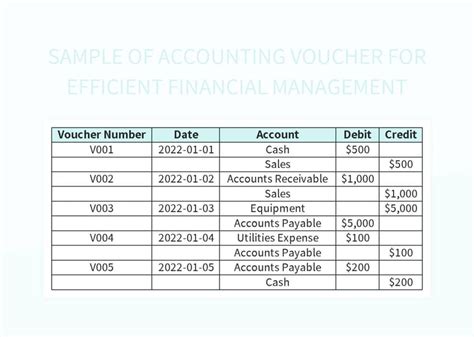 Sample Of Accounting Voucher For Efficient Financial Management Excel