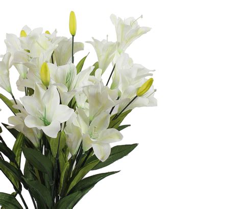 Buy Artificial Decorations Lily Flower Bunch18 Heads White At 58