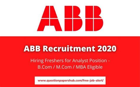 ABB Hiring Freshers For Analyst Position B M MBA Eligible