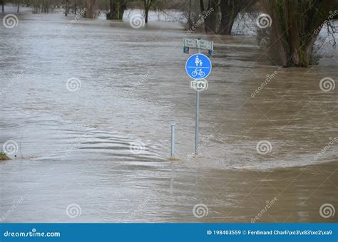 Flooding Of The Neckar River Near Altenburg Stock Image Image Of Path