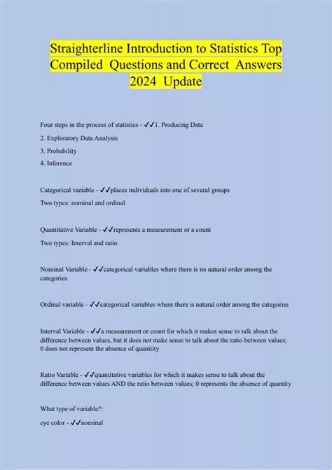 Straighterline Introduction to Statistics Top Compiled Questions and