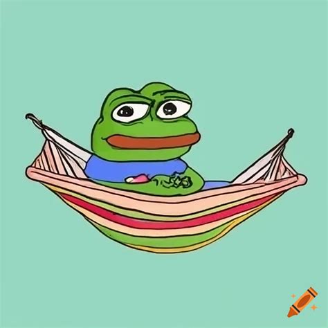 Pepe Frog Relaxing In A Hammock On Craiyon