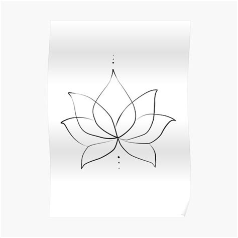 Lotus Flower Outline Minimalism Poster For Sale By Llcrg Redbubble