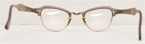 Bausch And Lomb Cat Eye Gray Plastic And 12 K Gold Filled Eyeglasses Frames Butterfly Funky Nerd