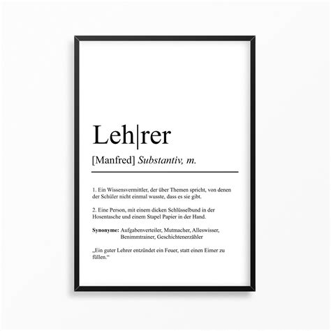 Lehrerin Definition Poster Personalisierbar Mit Namen Beruf Poster