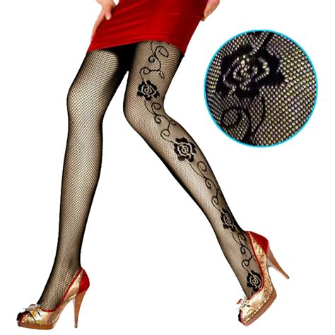 LIMSISNIW Femmes Mode Sexy Résille Collants avec Roses Motif Décorer