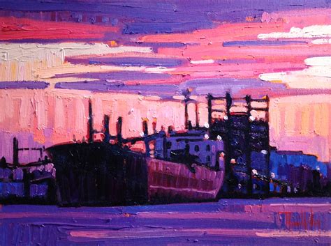 Rene Wiley Gallery Work Zoom Cargo Ship at Dusk by René Wiley