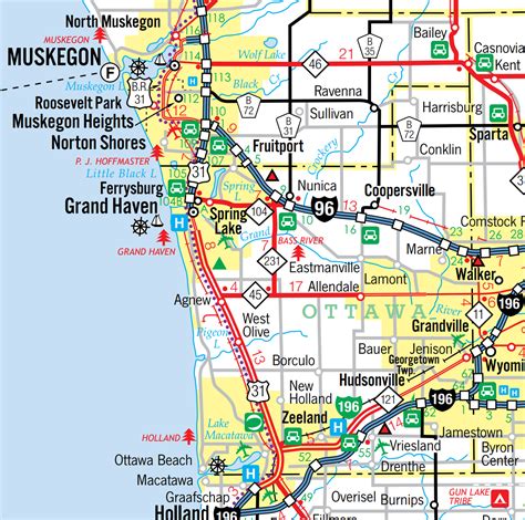 Ottawa County As Seen On The Official Michigan State Map Nunica